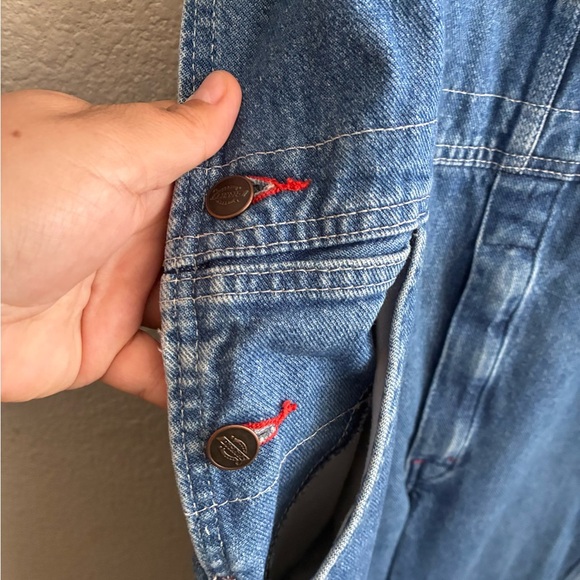 Dickies Overalls Y2K Utility Hammer Loop Blue Denim Bib Overall Pants 30X32 - Picture 4 of 16
